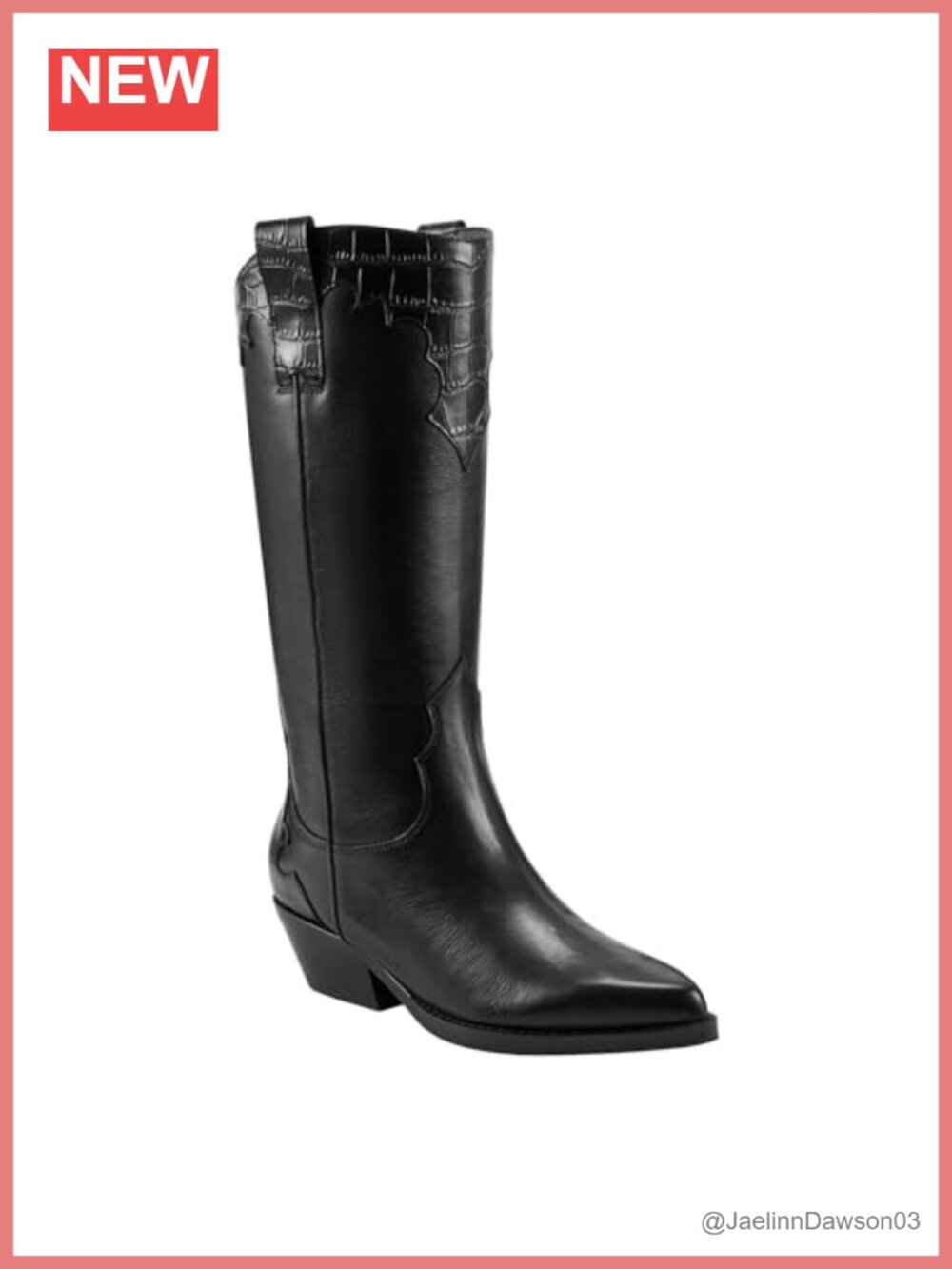 Western Inspired Knee High Block Heel Pointed Toe Dress Boots